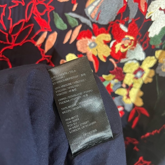 Anthropologie 16w maxi dress a+ plus size blue red  flowers sleeve under viscose - Picture 13 of 13